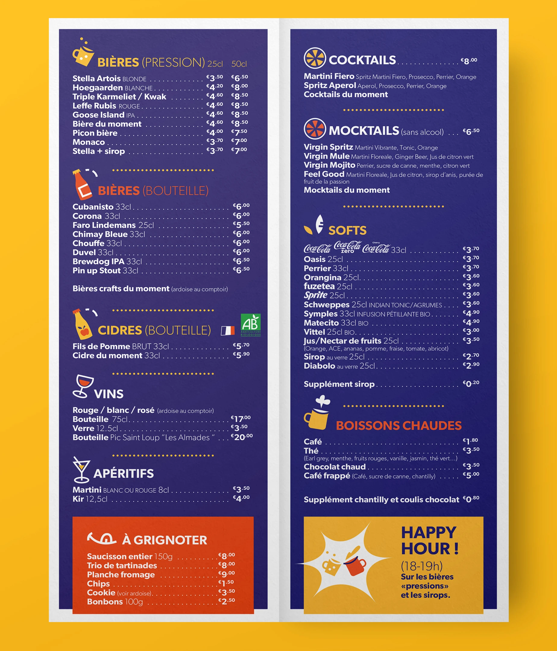 Menu verso d'un Baraka Jeux