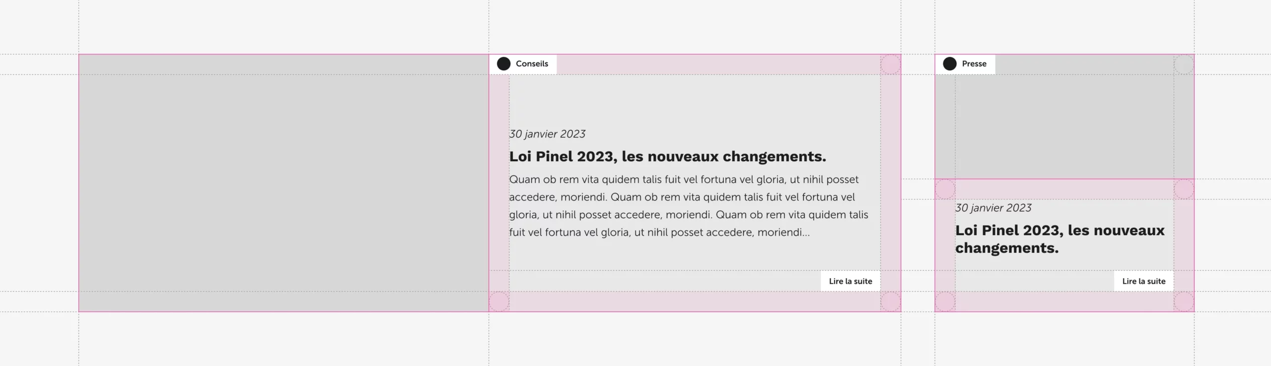 UX/UI design de matrice de module site Fonta