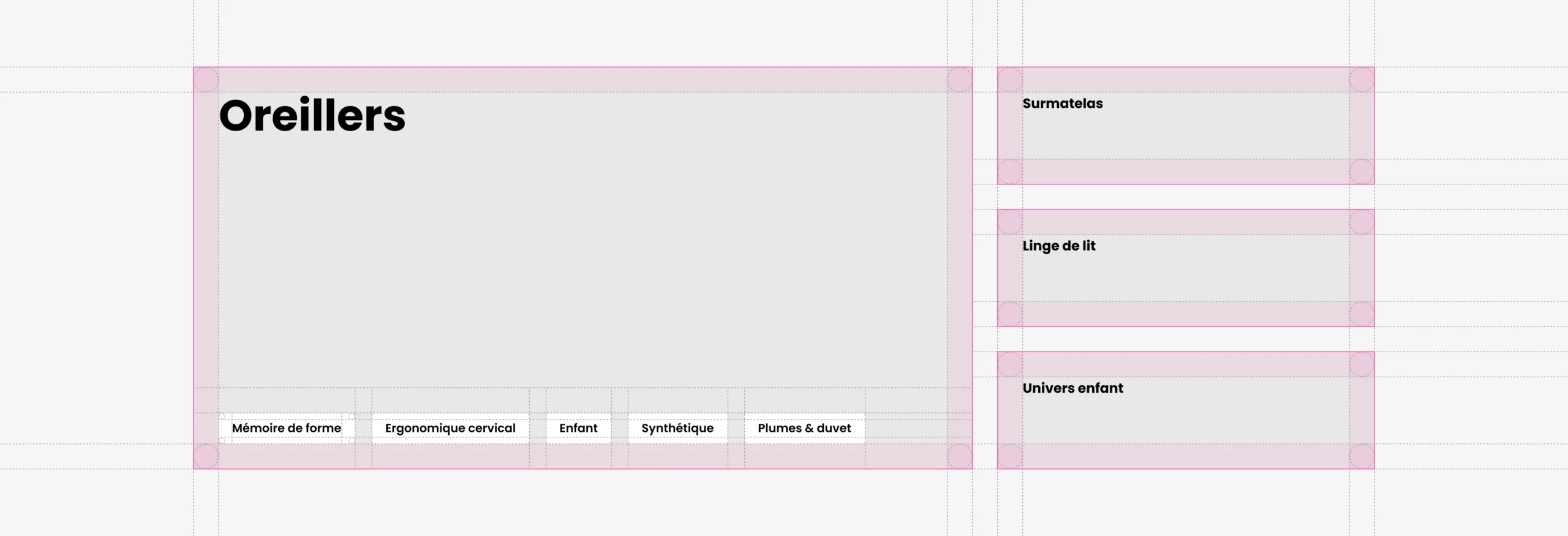 UX/UI design matrice site mon oreiller et moi