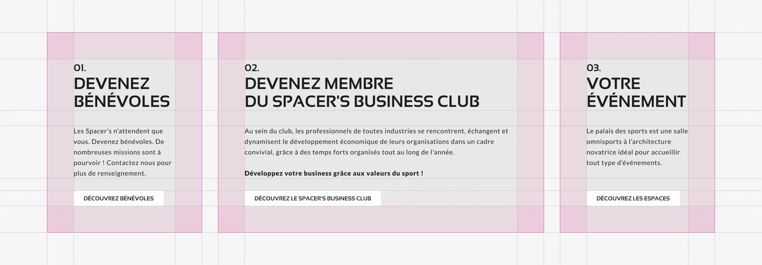 UX/UI design matrice module site Spacer's Toulouse Volley 
